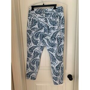 LOFT OUTLET WOMENS CURVY SKINNY JEANS SIZE 10 NEW WHITE BLUE PAISLEY